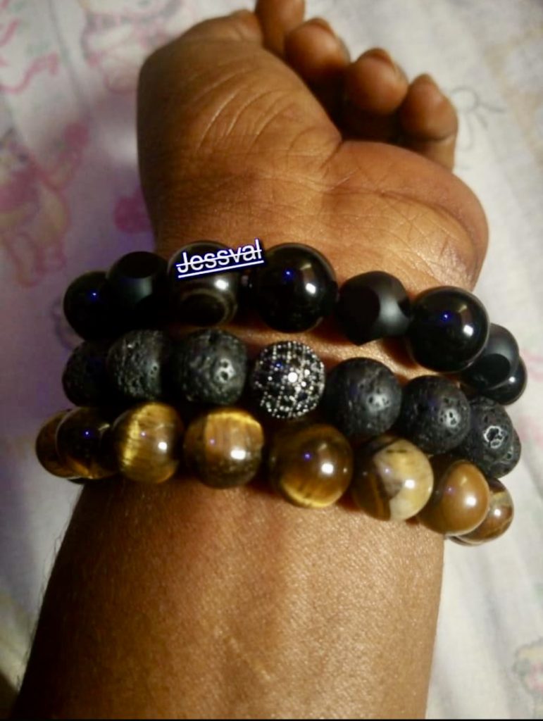 Men’s Luxury Energy Bracelet Stack – Tiger Eye & Lava Stone Set